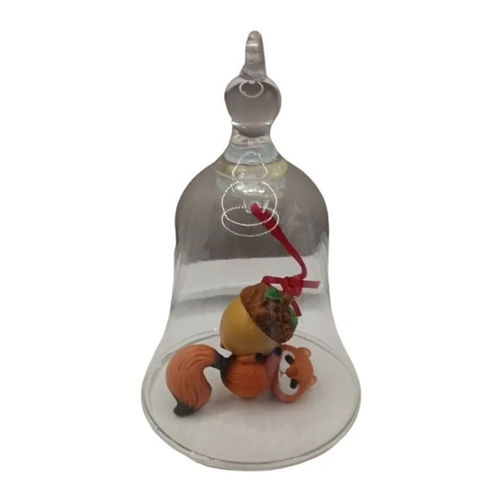 Hallmark vtg bell ring squirel glass bell